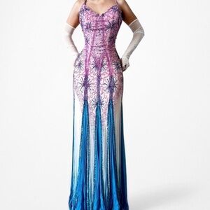 Elegant Pink and Blue Mini Dress